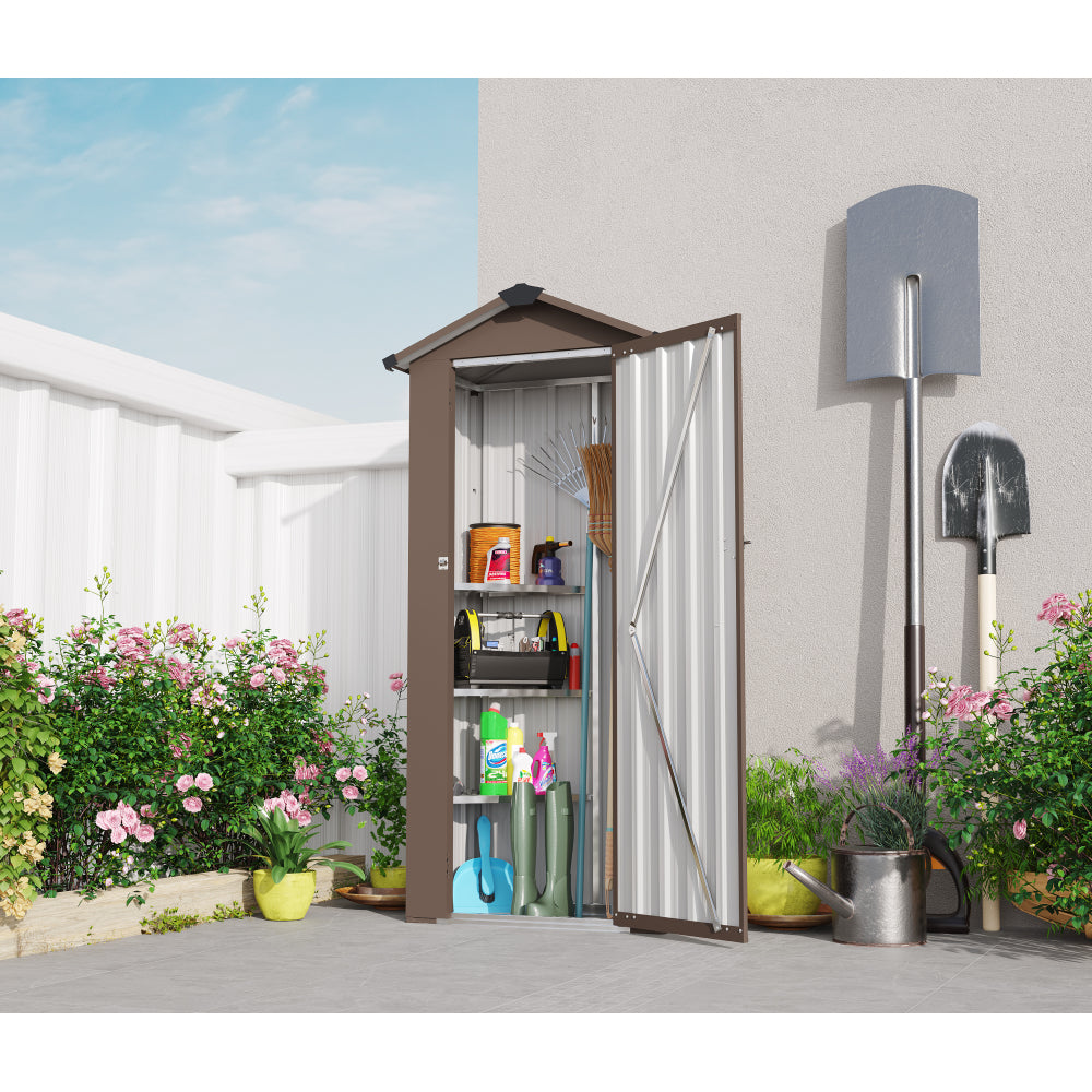 Campcraft  Outdoor Storage Shed 10×14 FT with 3 Lockable Doors,Utility Tool Shed Metal Storage Garden Sheds  Frame and 4 Vents,for Backyard,Patio,Lawn,Light Grey