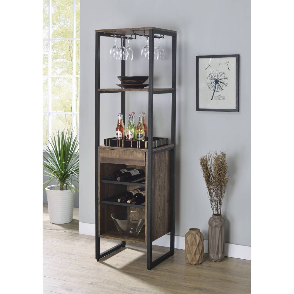 Narik Weathered Oak Finish Wine Rack
