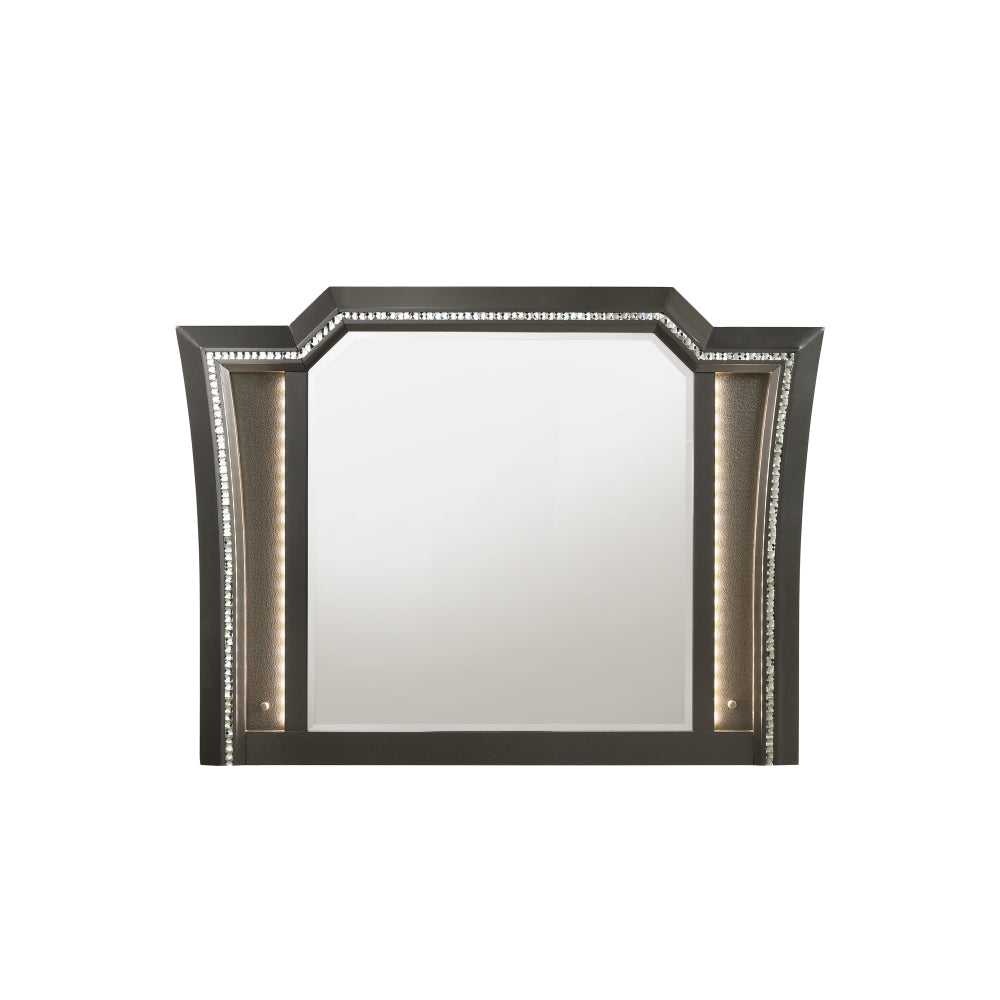 Kaitlyn Metallic Gray Finish Mirror W/Led