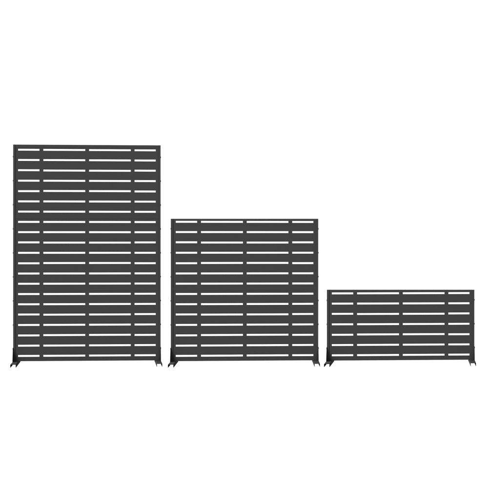 Outdoor Privacy Screen, Freestanding Patio Screen with Metal Frame & Resin Panels, Modern Decorative Privacy Fence for Patio, Garden, Balcony, Backyard