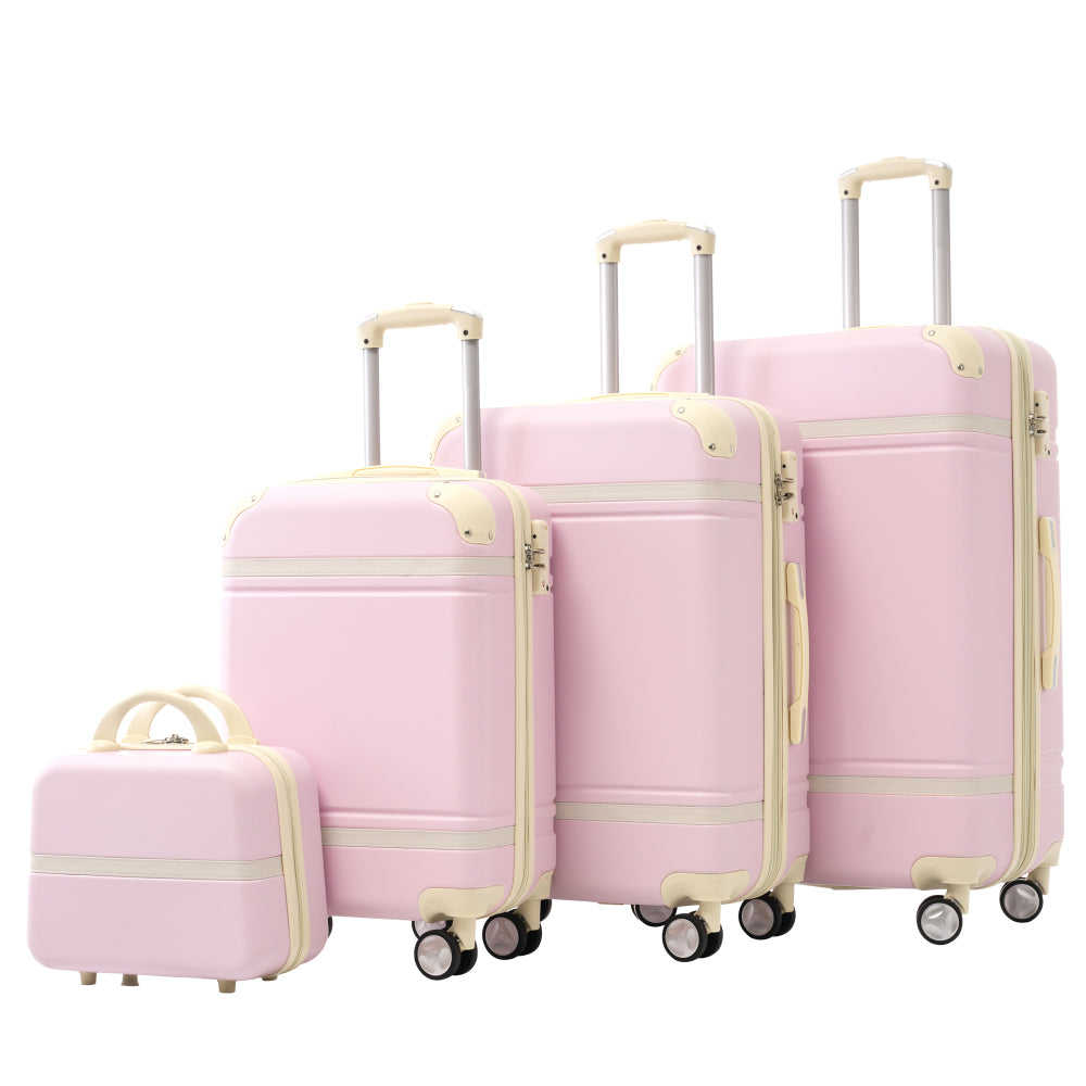 Hardshell Luggage Sets 4 Pieces 20"+24"+28" Luggages and Cosmetic Case Spinner Suitcase with TSA Lock  Lightweight