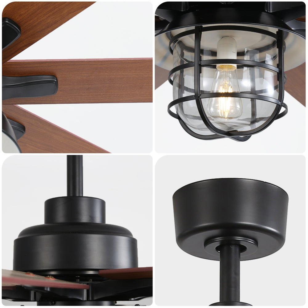 (Same as W882P212626) Modern 66 Inch Ceiling Fan With 6 Speed Wind 8 Blades Remote Control Reversible DC Motor With Light