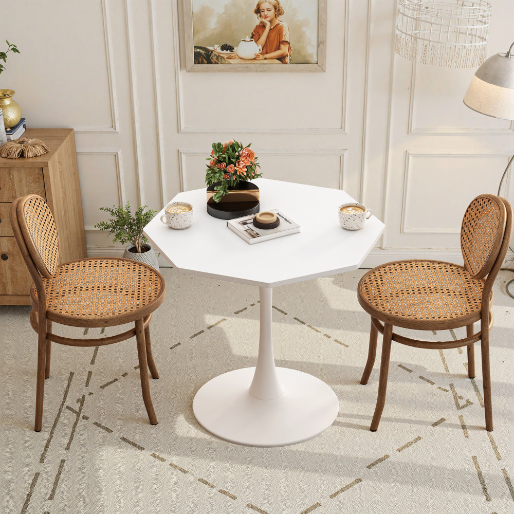 31.50"Modern Octagonal Coffee Table with MDF Table Top,Metal Base, for Dining Room, Kitchen, Living Room,White