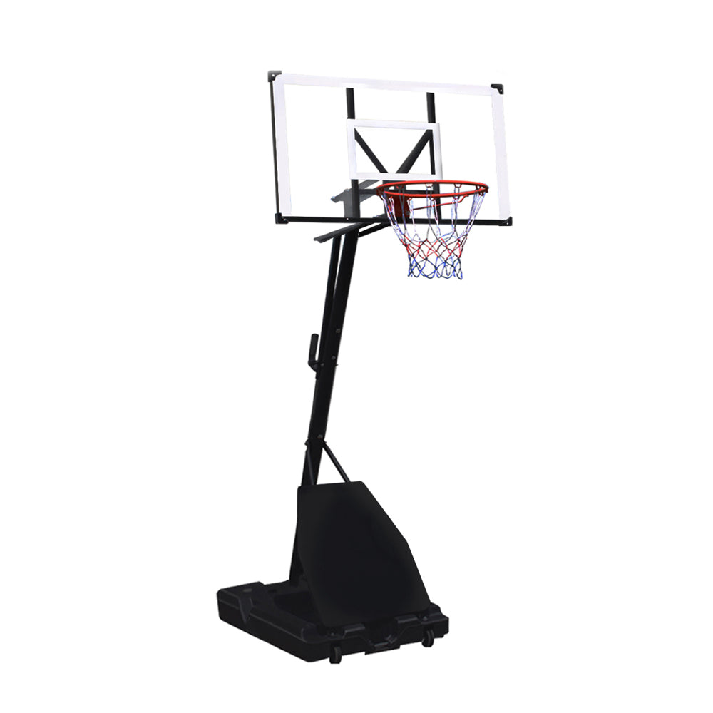 Portable & Adjustable Basketball Hoop: 6ft-10ft Height Range, 43" Shatterproof Backboard - Perfect for Indoor, Outdoor, or Pool Use by Kids & Adults. Includes Rebound Plate.