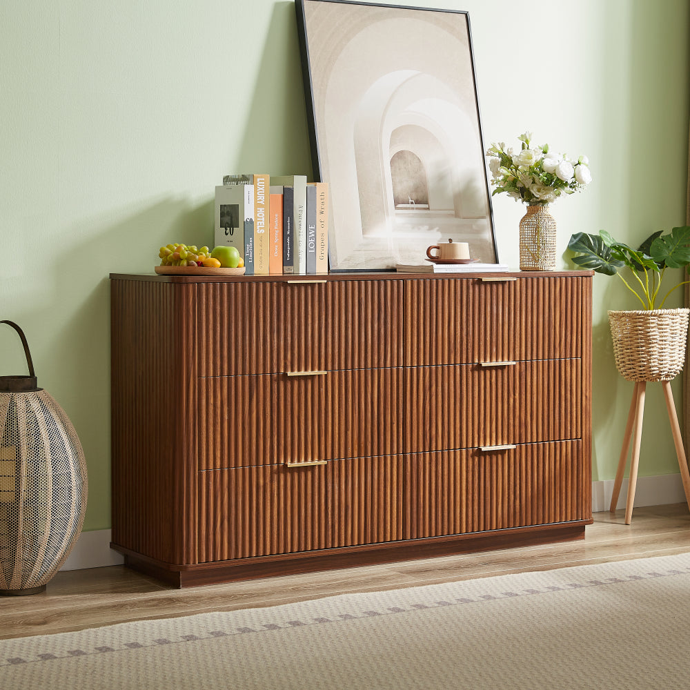 3 Drawers Drasser 2PCS, 27.6'' Wide Modern Chest of Drawers Curved wave Design,Nightstand,Wood Drawer Organizer for Bedroom, Living Room, Hallway, Walnut,27.6''W x 15.8''D x 27.4''H.
