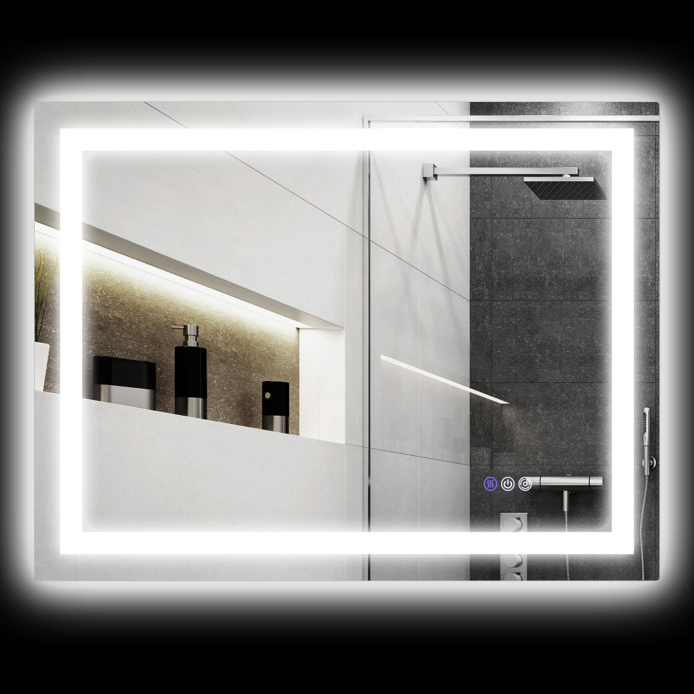 HOMCOM LED Bathroom Mirror with Lights, 35" x 28" Backlit Front Lit LED Mirror for Bathroom, Anti-Fog, Memory, Infinite Color Temperature, Wall Mounted Dimmable Vanity Mirror, Horizontal/Vertical