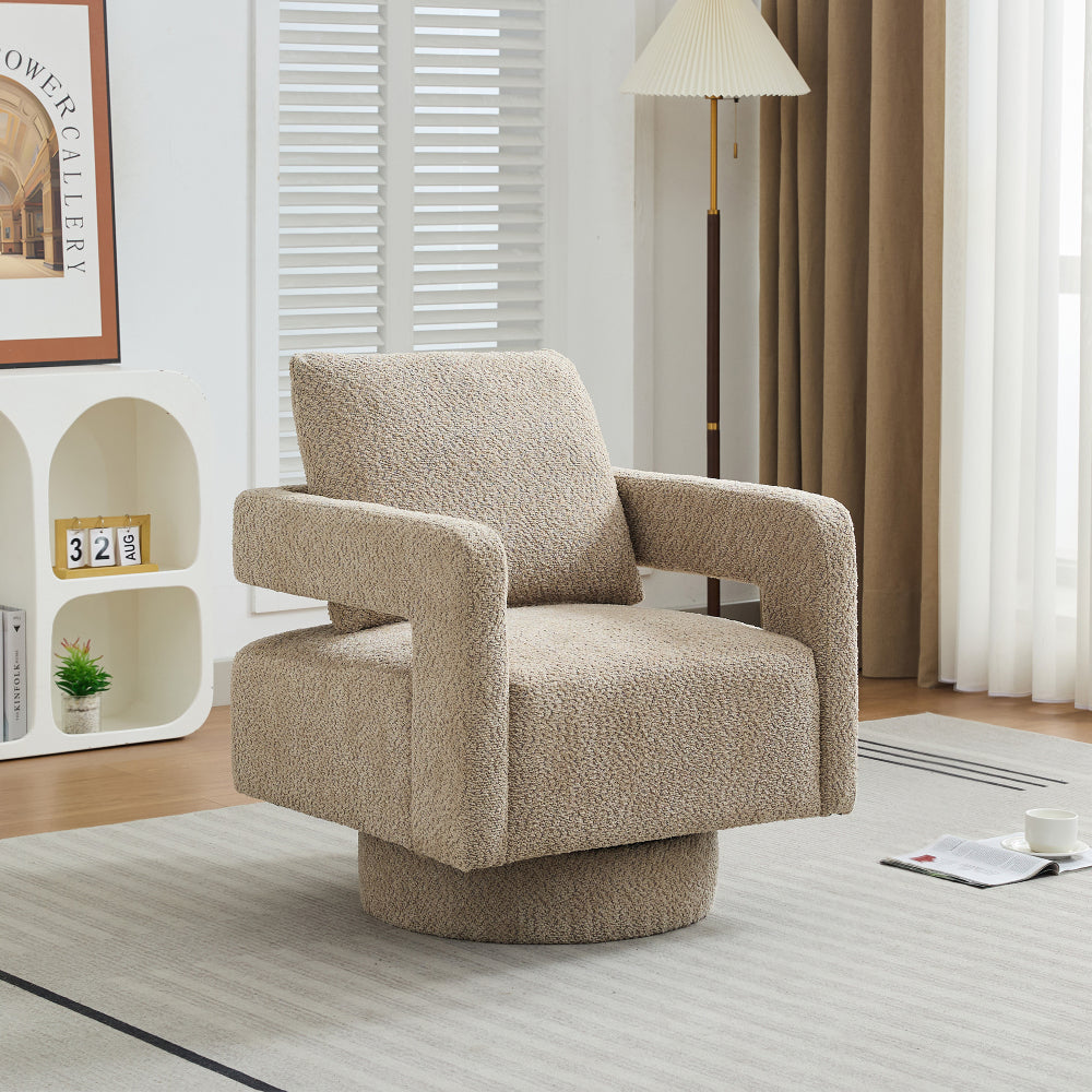 29.13" W Square Swivel Accent Chair, Modern Rotating Arm Chair with Open Back,360 Degree Rotation, Lounge Club Chair with Removable Back Cushion for Living Room, Hotel, Bed Room,Charcoal