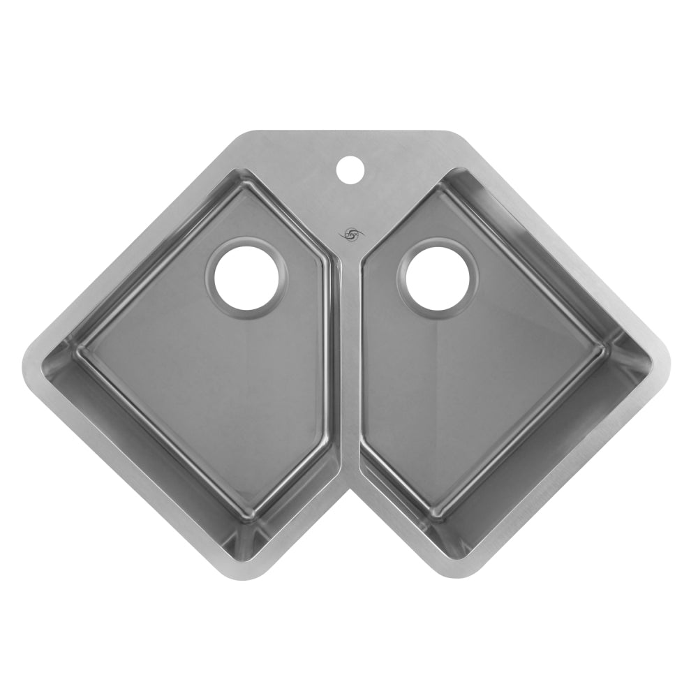 DAX Handmade Corner Double Bowl Top Mount Kitchen Sink