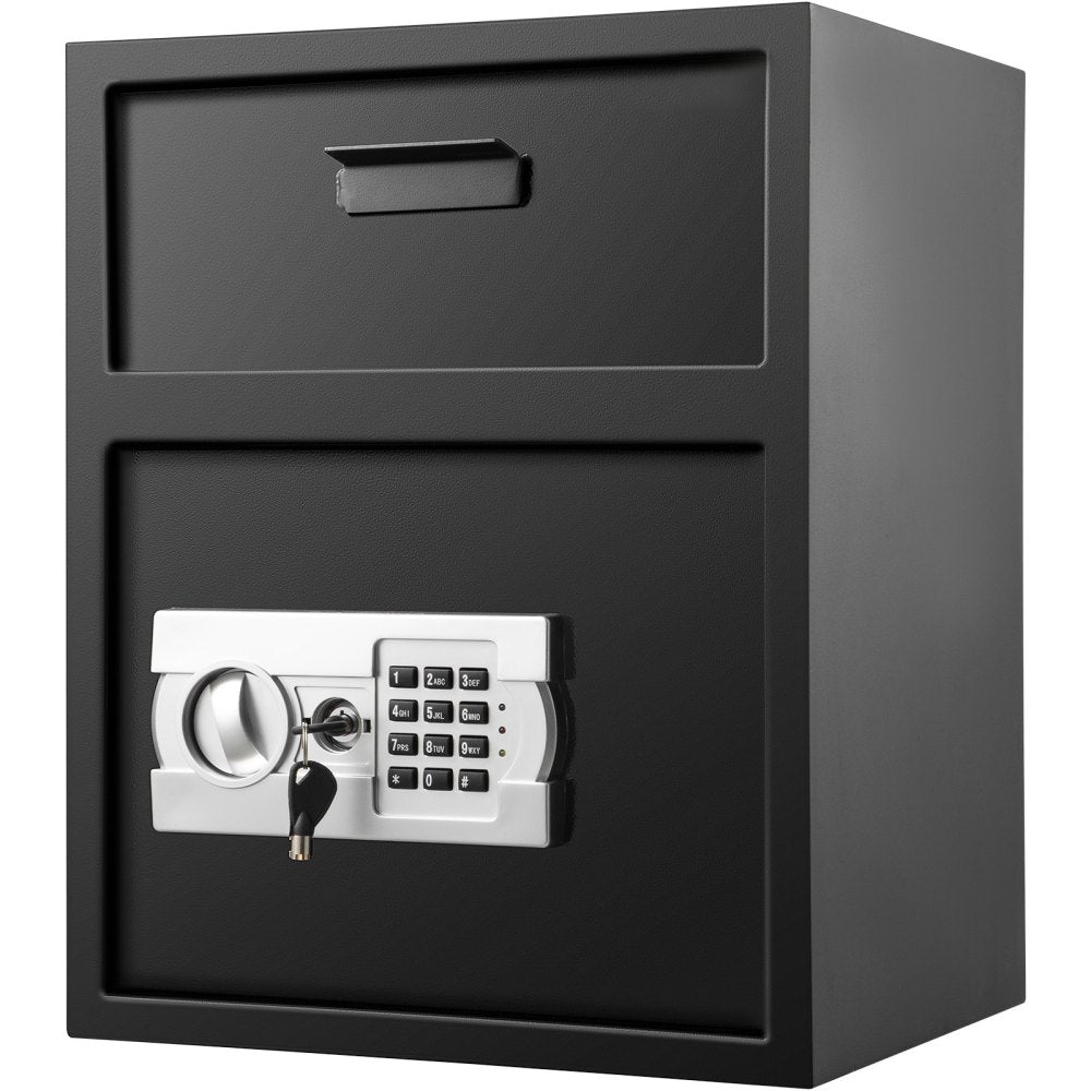 Digital Depository Safe 1.7 Cubic Feet Made of Carbon Steel Electronic Code Lock Depository Safe with Deposit Slot with Two Emergency Keys Depository Box for Home Hotel Restaurant and Office