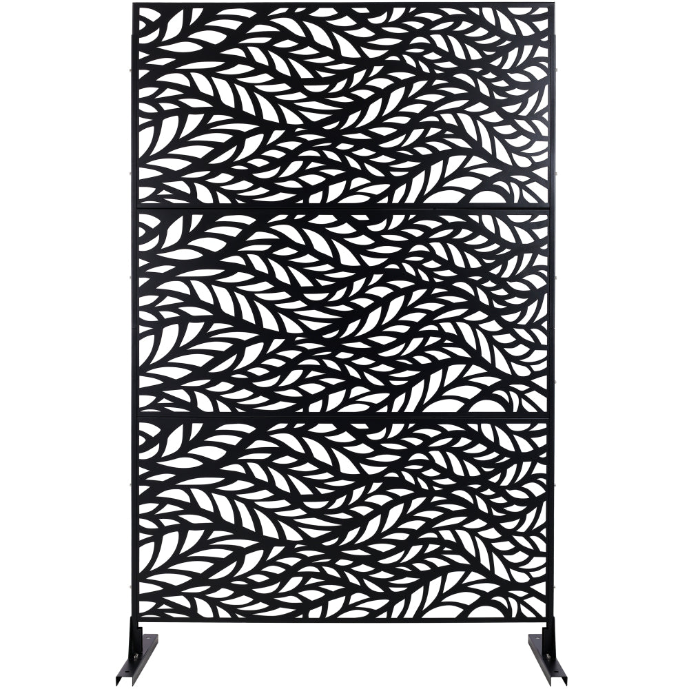 Outdoor & Indoor Privacy Screen Metal Privacy Screen 76" H×48" W, Freestanding Decorative Privacy Screen for Deck Balcony Patio, Privacy Fence Panels for Outside Lawn Garden PS110 BLACK
