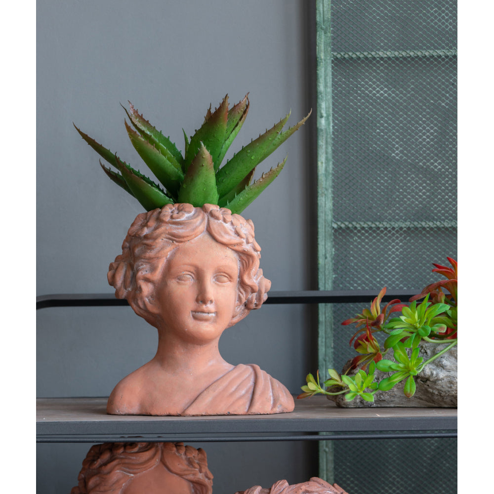 Cement Bust Wall Planter - Indoor Outdoor Home Garden Decor, 8" x 4" x 9"