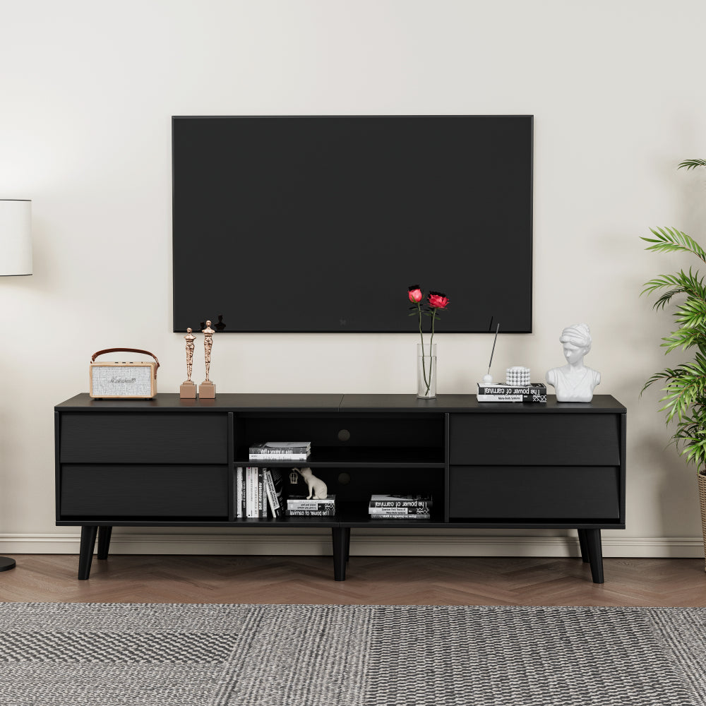 63 Inch TV Stand Features Vintage-style and Bevel Design, TV Stand with Drawers, Entertainment Center for Living Room Bedroom, TV Media Console