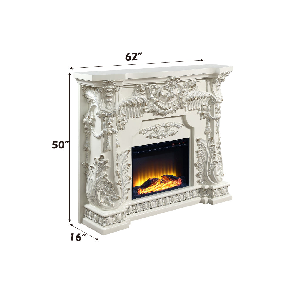 Adara Antique White Finish Fireplace
