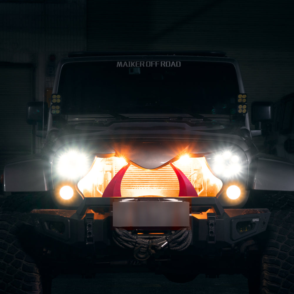 Halloween Front Grille Grid Grill for 2007-2018 Jeep Wrangler Rubicon Sahara Sport JK/JKU, Matte Black