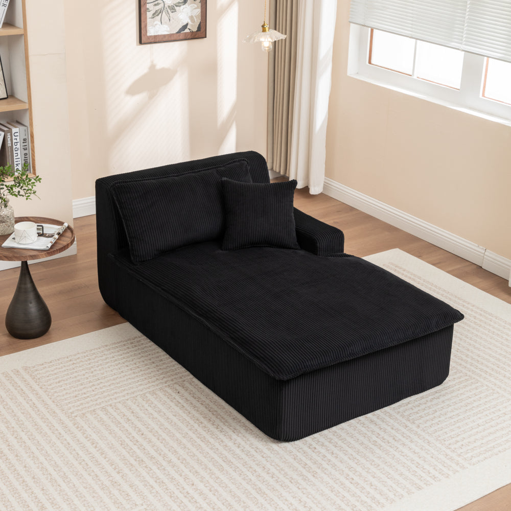 Right Armrest Chaise Lounge Chair Upholstered Sofa Bed No Assembly Required,Oversized Sleeper Chair in Box for Living Room, Movie Room, Bedroom (Single)