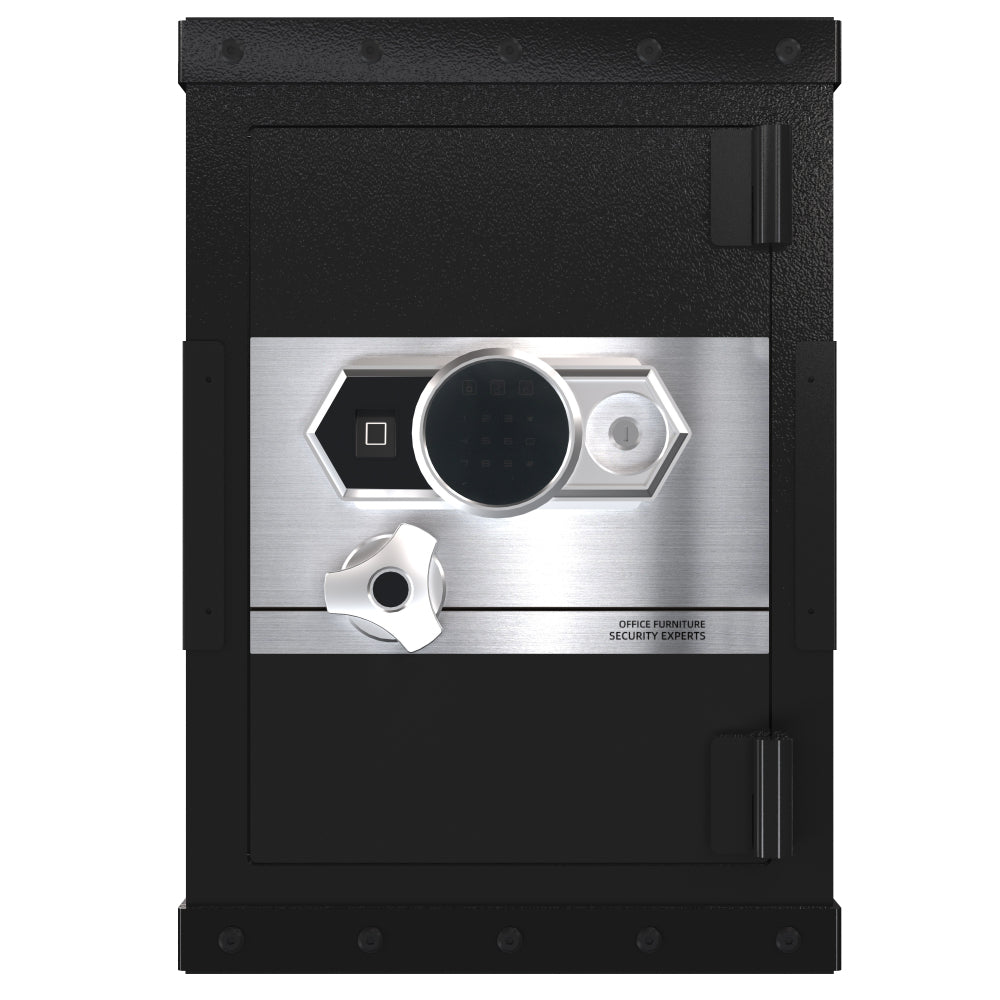 Three-lock safe, measuring 24.4 ″ × 16.5″ × 14.9 ″, suitable for home and office use, large steel digital safe equipped with a digital lock.