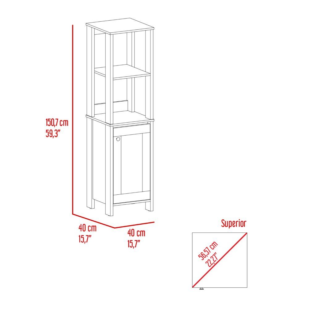 St. Clair Linen Cabinet, Two Interior  Shelves, Two Open Shelves, Single Door