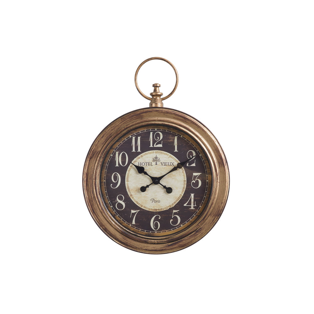 Clocks, 18" Round, Wall Clock, Antique Brown, Traditional
