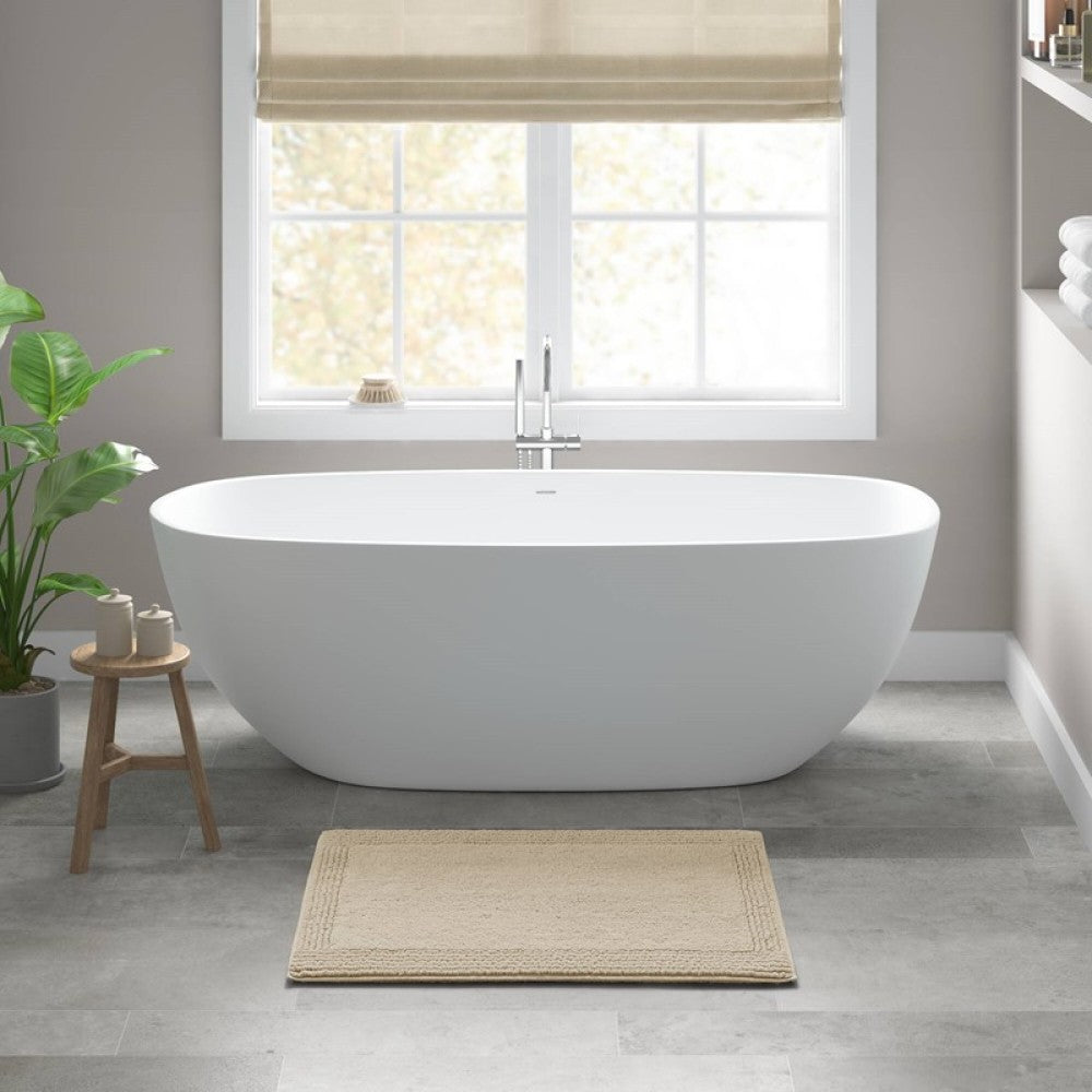 100% Cotton Tufted 3000 GSM Reversible Bath Rug Charcoal 21x34"