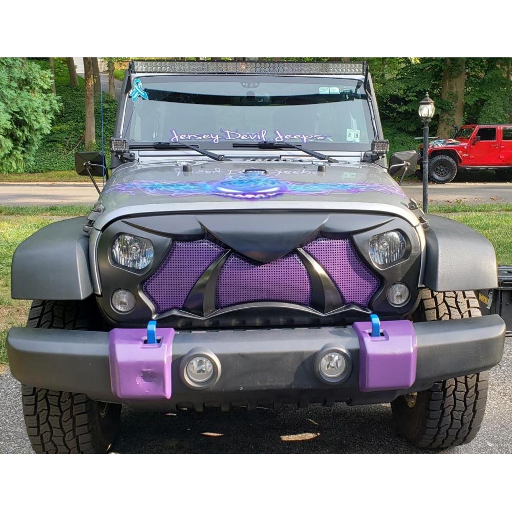 Halloween Front Grille Grid Grill for 2007-2018 Jeep Wrangler Rubicon Sahara Sport JK/JKU, Matte Black