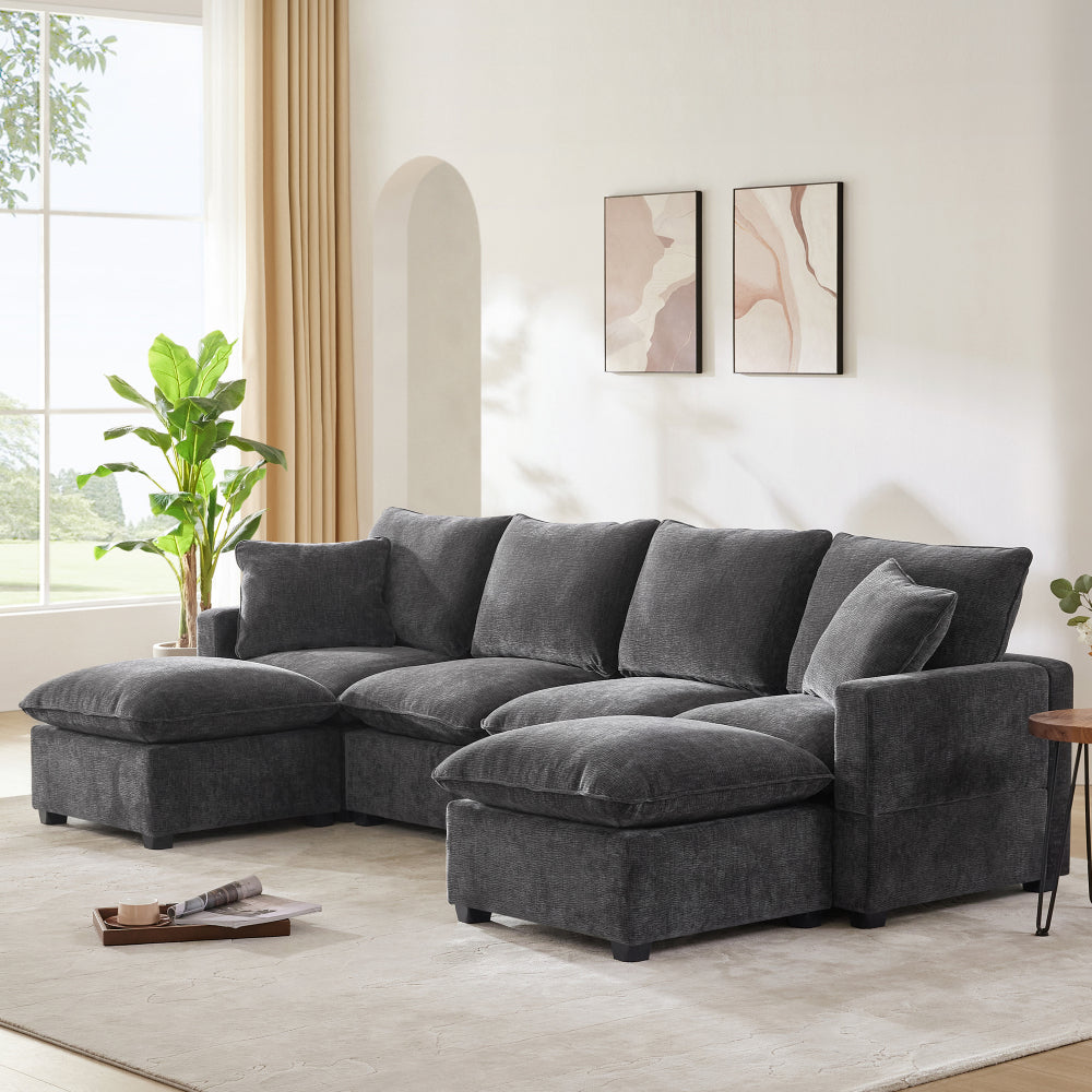 26*26" Ottoman Module for Modular Sectional Sofa,Wide Seat,Chenille,2 Colors