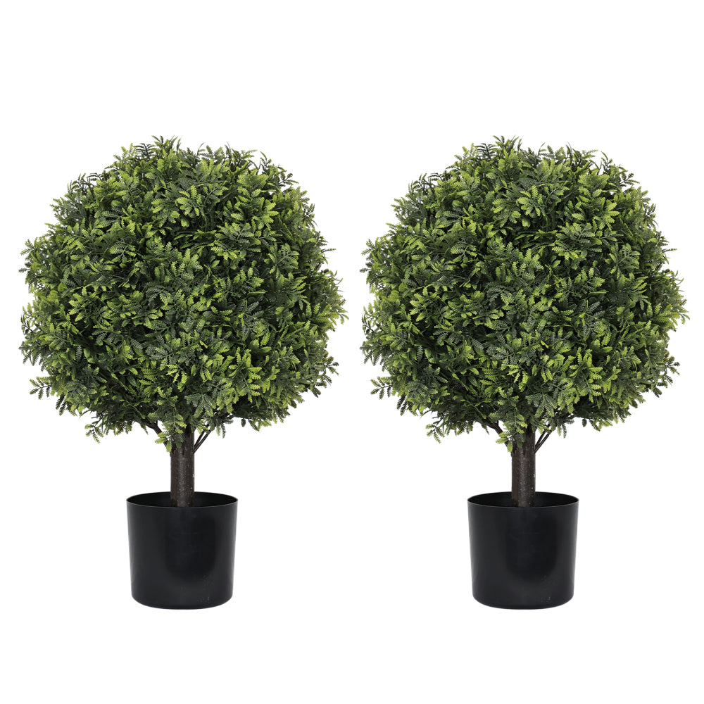 55cm Artificial Topiary Boxwood Ball Trees – Faux Evergreen Potted Shrubs for Porch, Patio, or Entryway Decor, 2pcs/set