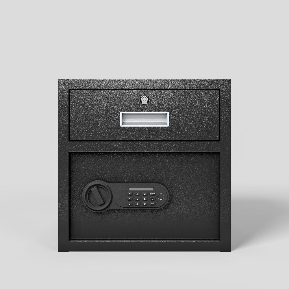 Steel Security Safe and Lock Box with Electronic Keypad - Secure Cash, Jewelry, ID Documents, Black, 1.69Cubic Feet