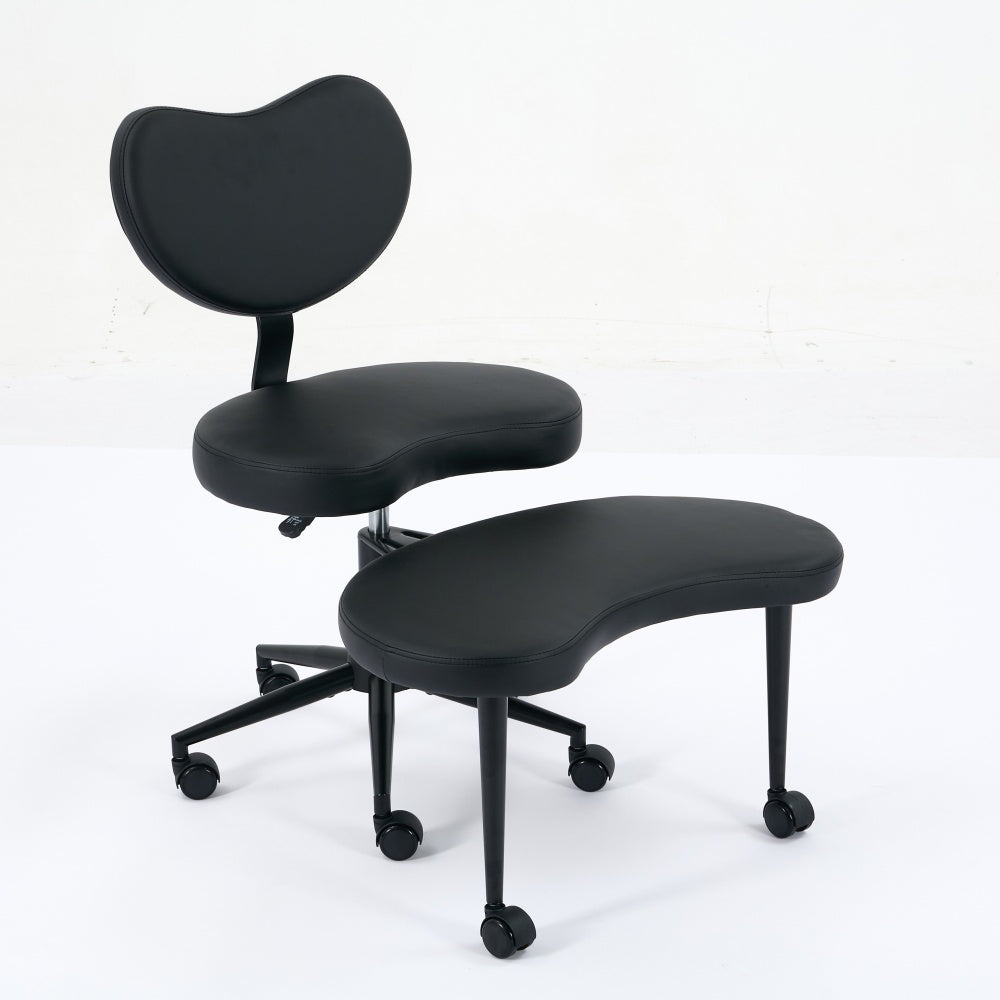 Meditation Chair Plus, Cross Legged Chair with Wheels, ADHD Chair, Criss Cross Desk Chair with Lumbar Support and Adjustable Stool, Flexible Design for Fidgety Sitters, Black PU