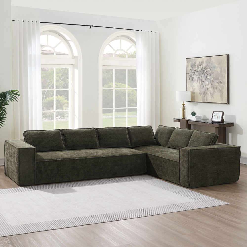 109*68" Modular Sectional Living Room Sofa Set, Modern Minimalist Style Couch, Upholstered Compressed Sofa for Living Room, Bedroom, Salon, 2 PC Free Combination, L-Shape, Cream