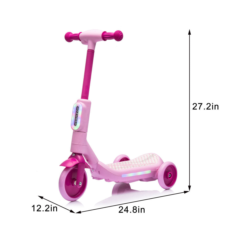 2in1 Kids Ride On Three-Wheel Balance Electric Scooter,Toy for kids,Tail Color Lights W/Spray,Wider Pedal,PU Wheels For Effective Floor Protection,Independent Light Switch With Music,For Kids 3-6