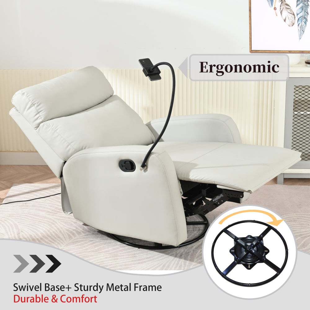 Rocking Recliner Chair,360° Swivel Nursery Rocking Chair,Glider Chair,Modern Small Rocking Swivel Recliner Chair for Bedroom,Living Room Chair Home Theater Seat,Phone Holder(Light Gray+360° Swivel)