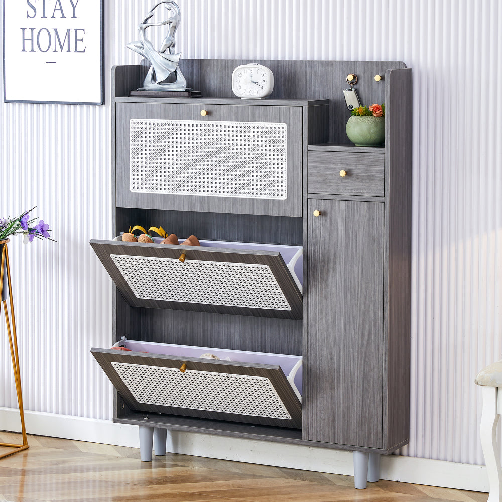 Modern minimalist storage cabinet, Japanese rattan shoe cabinet, bed top cabinet, small home furniture. Suitable for corridors and living rooms. GZ-DI-03