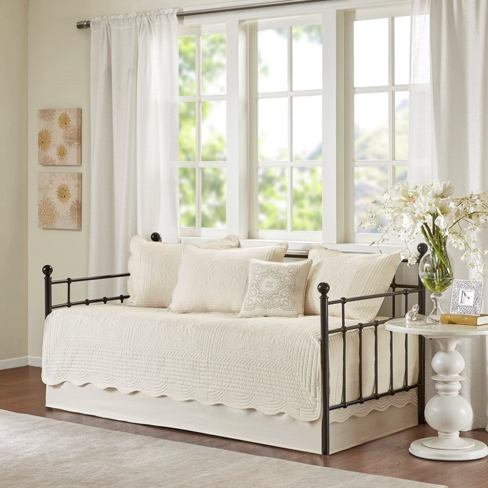 6 Piece Reversible Scalloped Edge Daybed Cover Set Seafoam Daybed