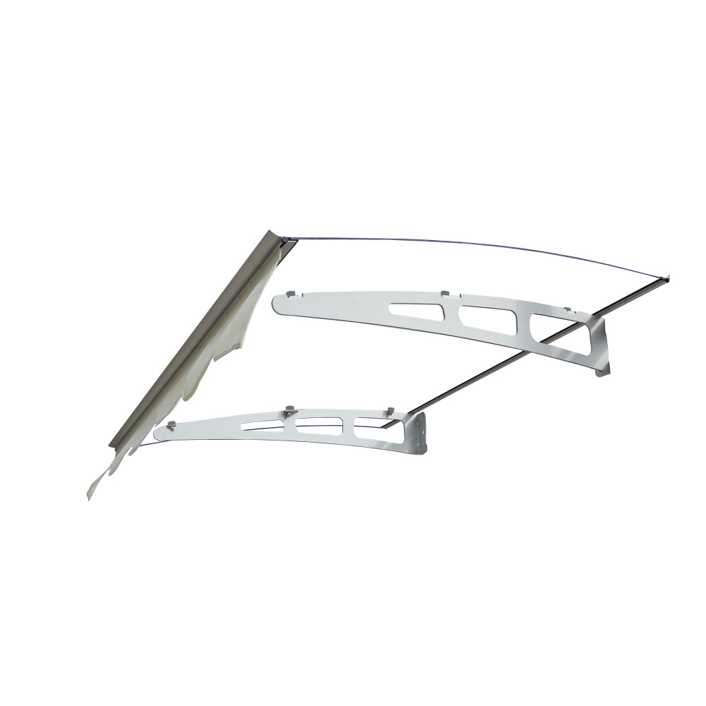 DA4734W Series Door Window Awning Made of  0.137 Inch Thick Crystal Solid Polycarbonate Sheet and Aluminum Alloy with Valance in size of 47" Wide x 34" Deep for Wooden Wall House
