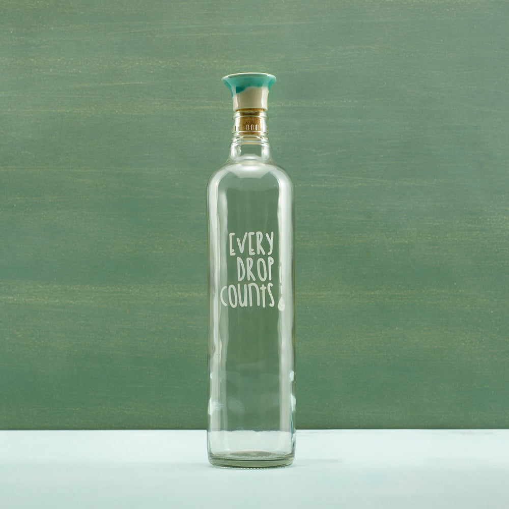 Drop Glass Water Bottle with Ceramic Stopper-750 ML