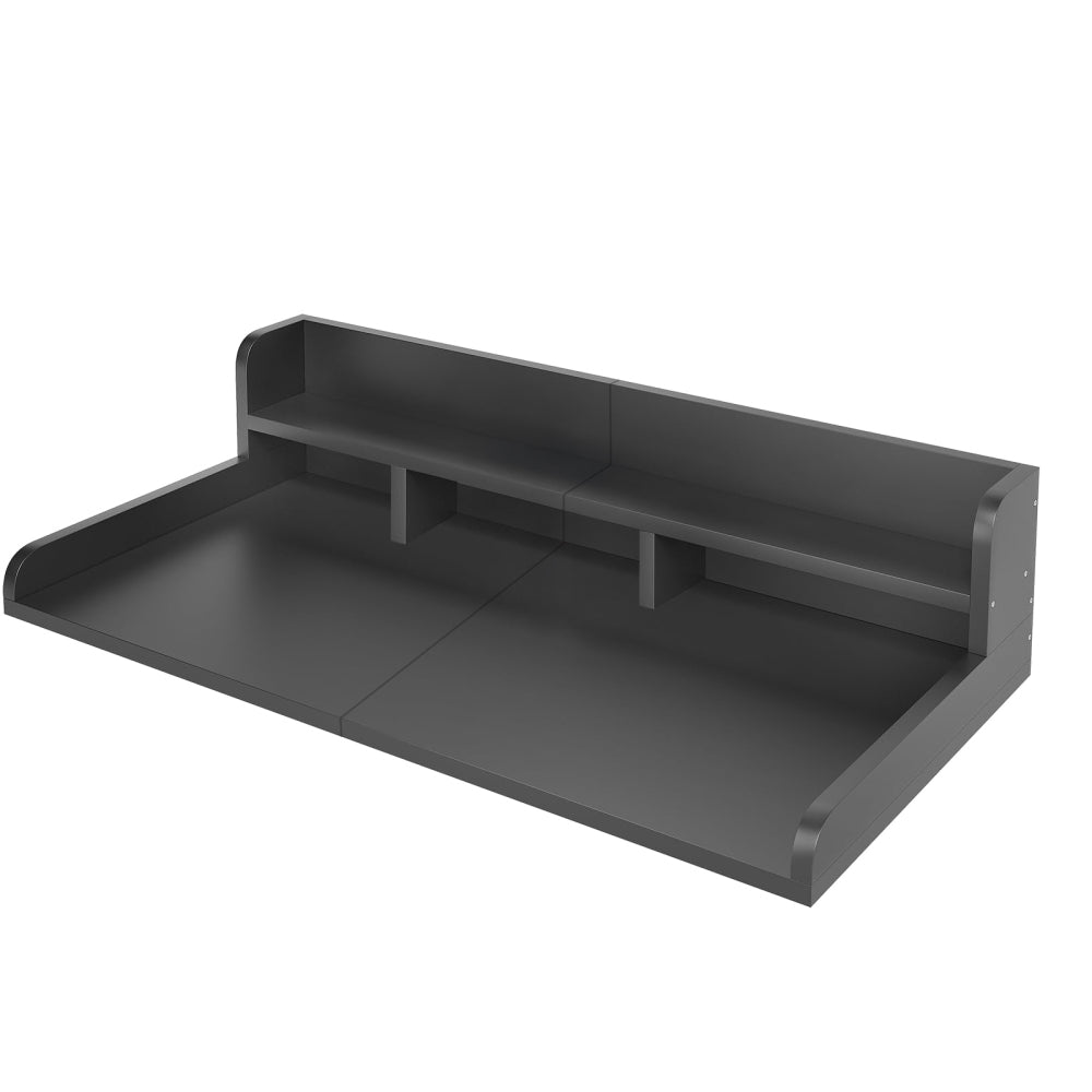 Washer Dryer Countertop with Non-slip Pads, Laundry Wood Shelf Topper with Edge, 54" Width x 27.5" Depth Double Layer Organizer for Washer and Dryer Laundry Hamper Counter Storage Organization (BLACK)