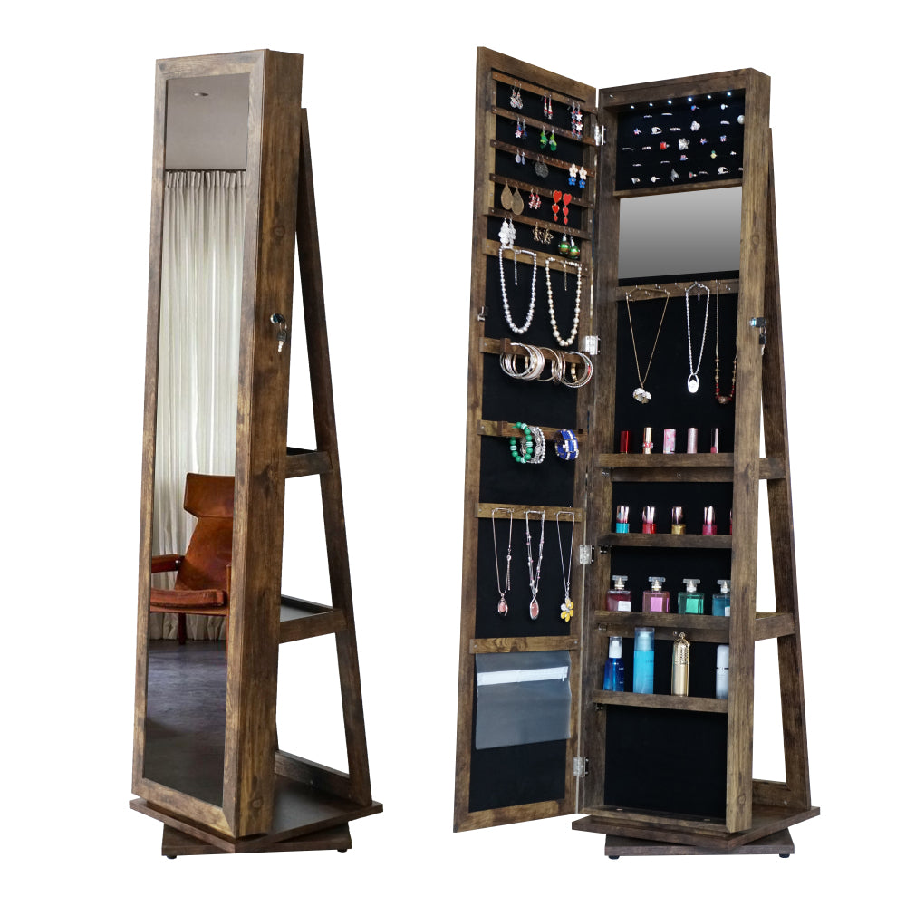 Full Length Mirror 360° Swivel Jewelry Cabinet