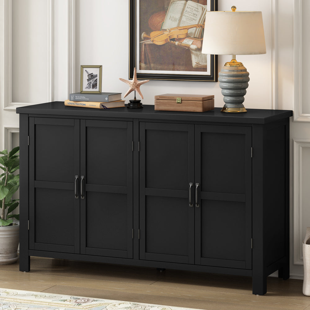U_STYLE 4-Door Storage Sideboard with Adjustable Shelves and Retro Atimon Handles ,Ample Storage,Pinewood Legs,for Living Room, Study, and Entryway