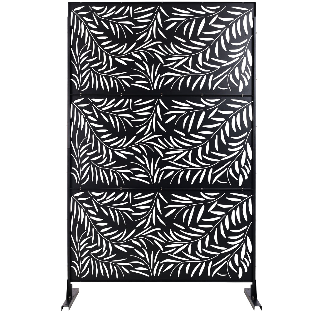 Outdoor & Indoor Privacy Screen Metal Privacy Screen 76" H×48" W, Freestanding Decorative Privacy Screen for Deck Balcony Patio, Privacy Fence Panels for Outside Lawn Garden PS119 BLACK