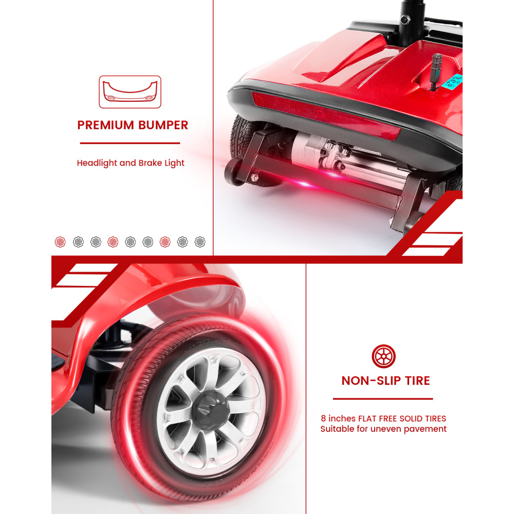 Folding Mobility Scooter for Adult - HEINSY Powered Mobility Scooter All Terrain Motorized Scooter Collapsible with 350W Motor, 12V20AH Dual Lead-Acid Batteries, Ideal for Elderly, Seniors, and Adults