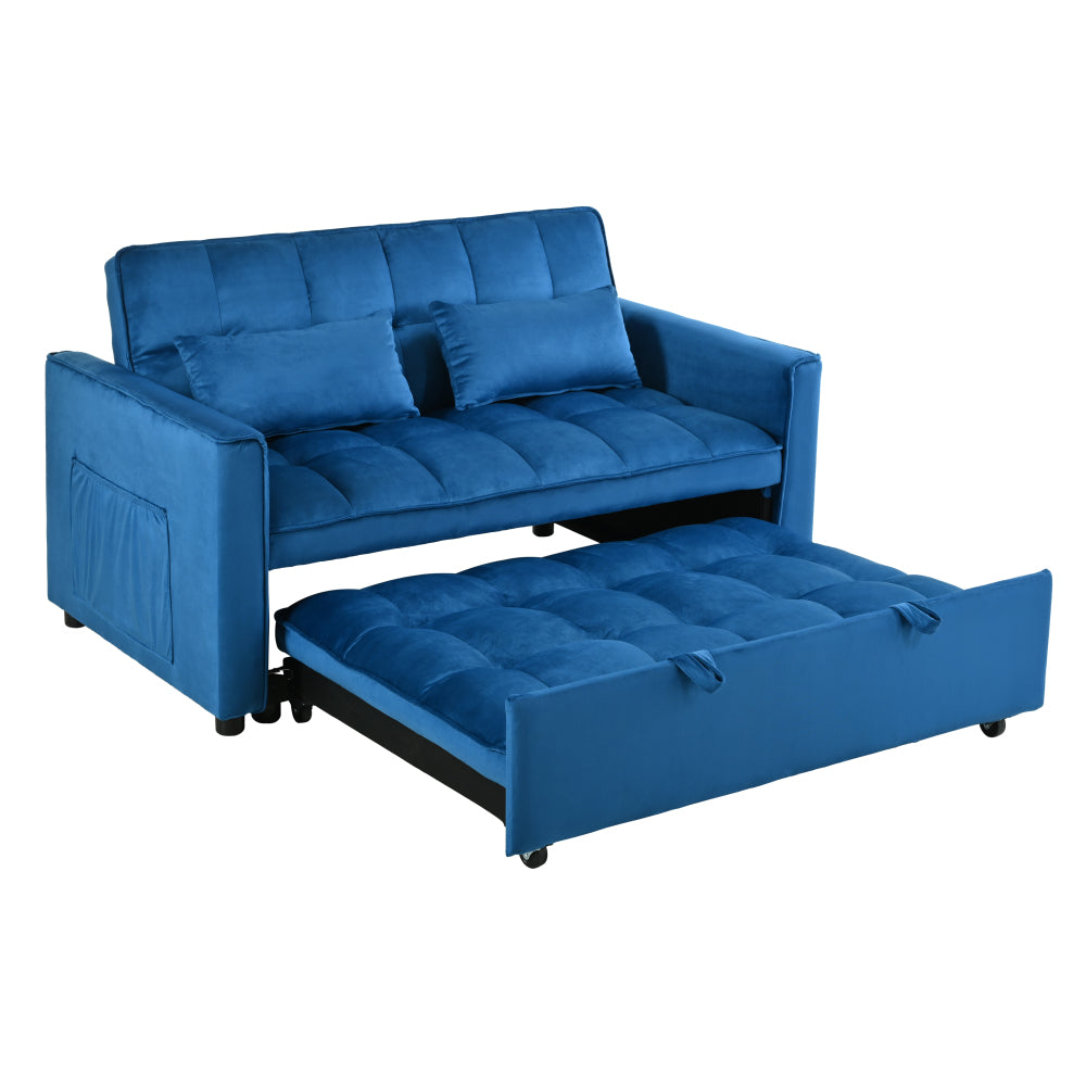 Convertible Sofa Bed,3-in-1 Pull Out Couch Bed with Reclining Backrest and Pillows,Sofa Bed Chair Full Convertible Sleeper Loveseat for  Living Room, Home or Office(Blue)