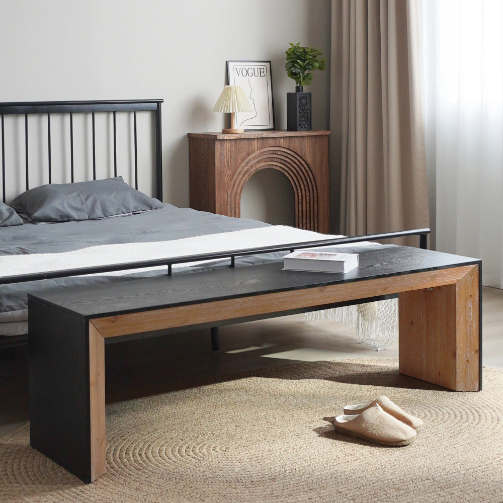 59in Modern Wood Bench - Rustic & Contemporary Design