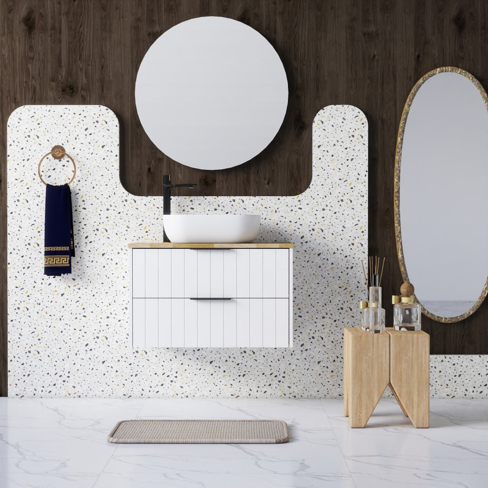 32-Inch bathroom vanity,only cabient,Solid wood top, double drawer design, drawer line shape,Soft-Close System,White+Natural