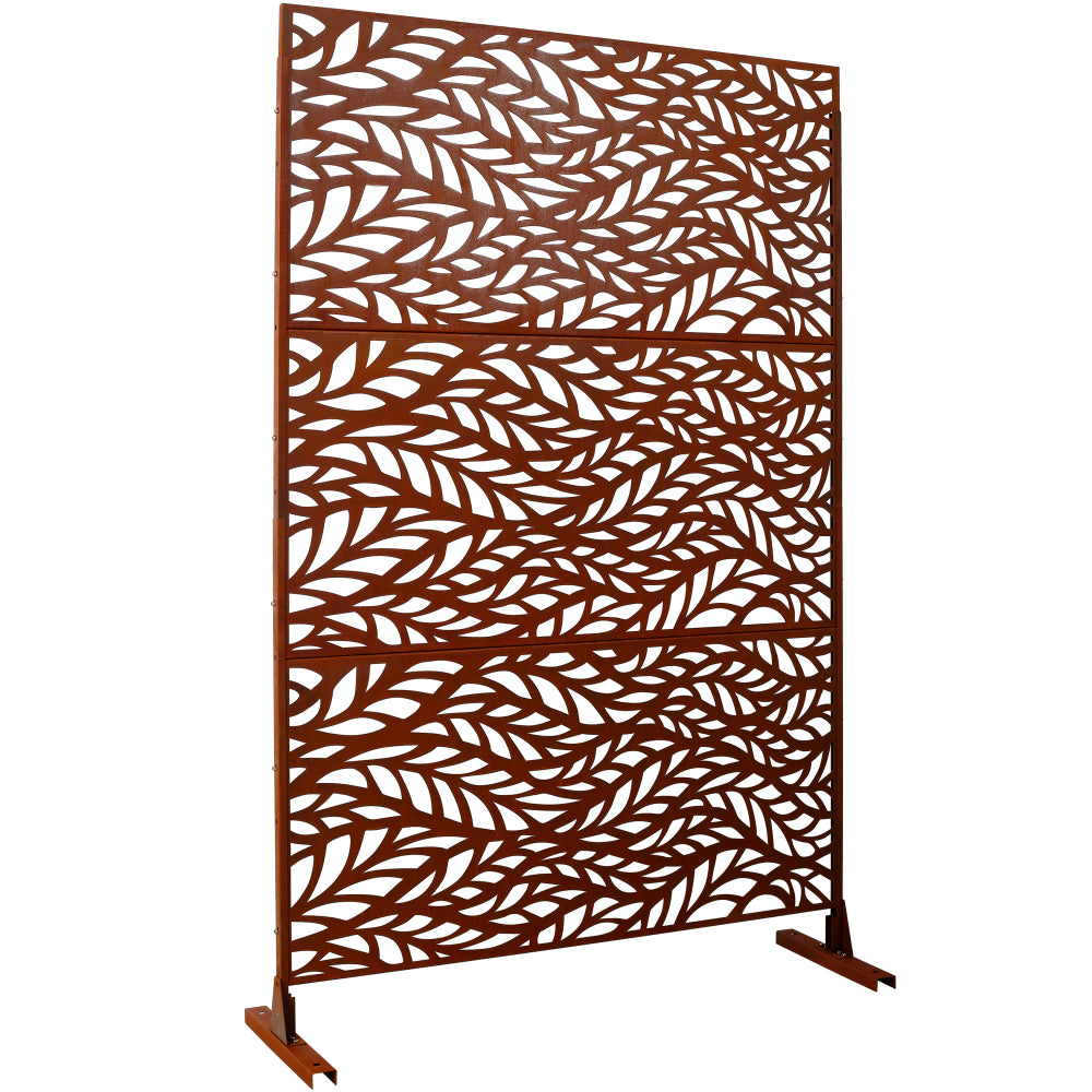 Outdoor & Indoor Privacy Screen Metal Privacy Screen 76" H×48" W, Freestanding Decorative Privacy Screen for Deck Balcony Patio, Privacy Fence Panels for Outside Lawn Garden PS110 RUSTY