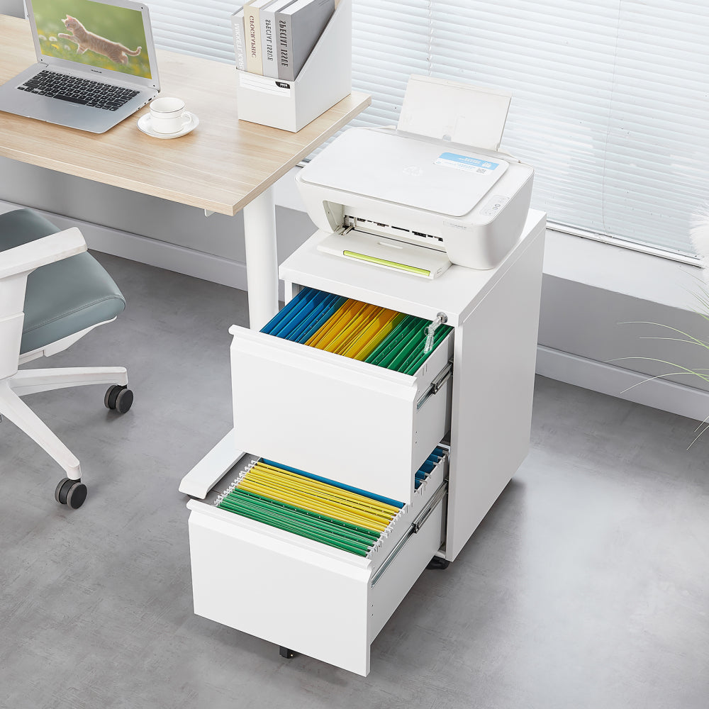 3 Drawer Mobile File Cabinet Under Desk Office,Simple Style Versatile Storage Cabinet for Legal/Letter/A4 Files, 5 Wheel Design Anti-Tilting Cold Rolled Steel Waterproof Moisture-Proof Black