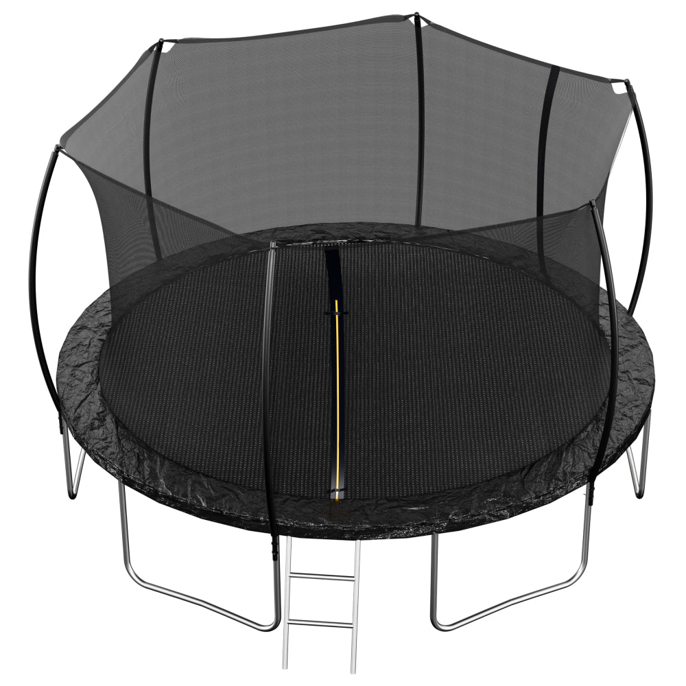 14FT Trampoline (Double-side color pad) ,  Trampoline for Kids and Adults with Enclosure Net and Ladder,Curved fence pole