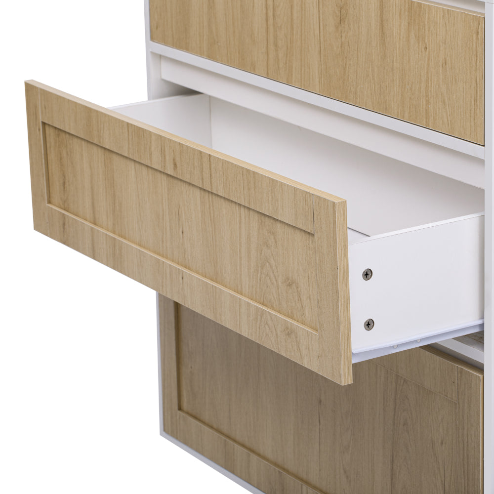 Modern Design Three Drawer Storage Cabinet,Bedroom Clothes Storage Can Be Used in Dining Room, Kitchen, Bedroom. White Solid Wood Frame