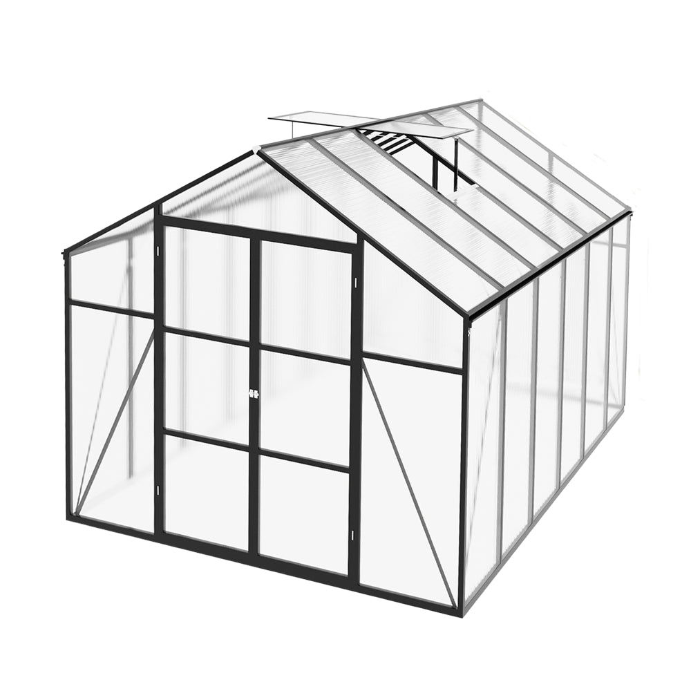 Newly Design Greenhouse 8x12 FT Polycarbonate Greenhouse Raised Base and Anchor Aluminum Heavy Duty Walk-in Greenhouses for Outdoor Backyard in All Season