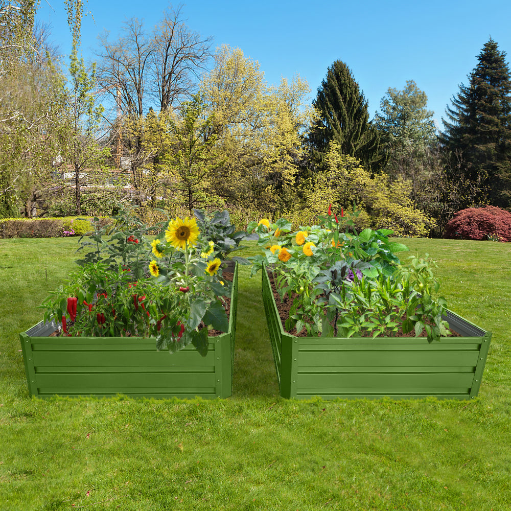 6 x 3 x 1 ft (2 pack) Metal Garden Bed,Outdoor Planter Box Metal Patio Kit Planting Bed for Vegetables Flowers Herb,Green