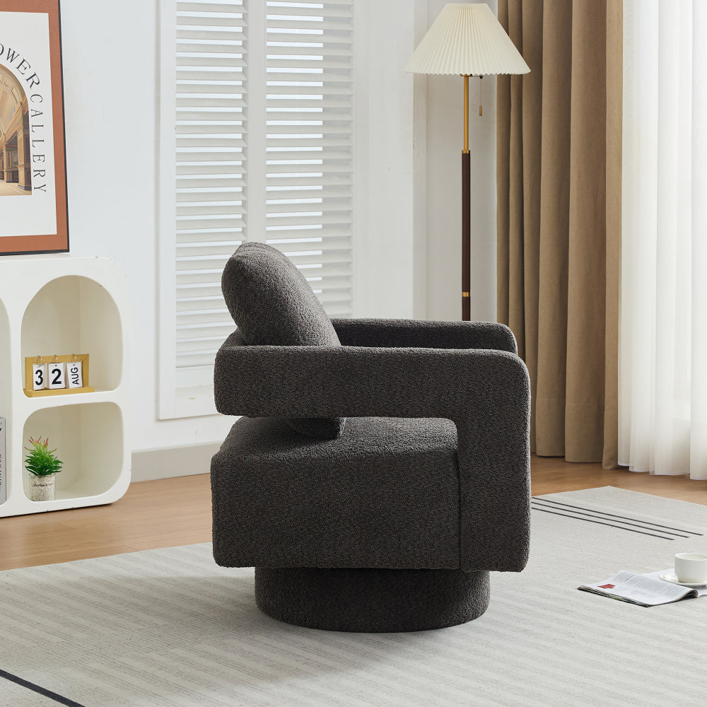 29.13" W Square Swivel Accent Chair, Modern Rotating Arm Chair with Open Back,360 Degree Rotation, Lounge Club Chair with Removable Back Cushion for Living Room, Hotel, Bed Room,Charcoal